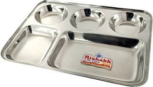 रिषभ गोल्ड Lunch/Dinner Plate / Bhojan Thali 5 in 1 Compartments (Pack of 1) डिनर प्लेट
