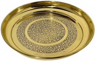 ए एंड एच एंटरप्राइज़ेज Handmade Brass Dinner Plate/Thali For Dining , 10 INCH Floral - Set of 1 Piece डिनर प्लेट