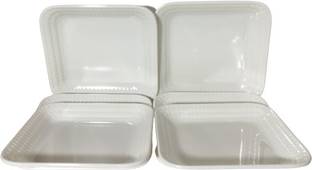 LPINE Stackable Snack Platter for Serving Pakoda, Poha, Rice, Samosa White Quarter Plate