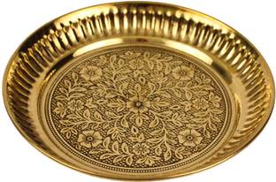 Spillbox Brass Deepak Diya Oil Lamp plate for Home Temple Puja Articles Decor Gifts-6 Sectioned Plate