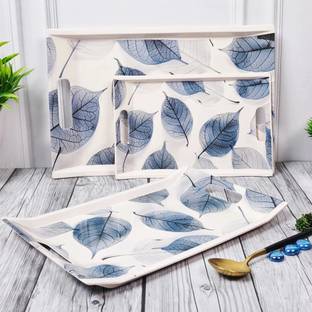 UPC Melamine Serving Tray, Leaf Set of 3 (Small, Medium and Large Size) Tray