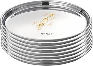 Mintage Begi Quarter Plates/Thali Pearl High Gloss Mirror Finish-Laser (Set of 8) No.9 Quarter Plate