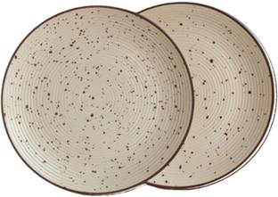 Claymistry Ivory Ceramic Thali Combo with Dark Brown Rim Dinner Plate