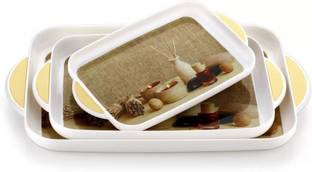 Venial Premium Quality Plastic Set of 3 Serving Tray For Daily Kitchen Use Tray