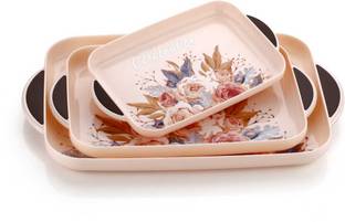 Finner Premium Quality Celebration Printed Serving Tray Set with Handle for Tea, Snack Tray