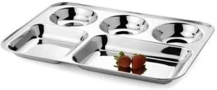 एम एल टी Stainless Steel Bhojan Thali 5 in 1 Compartments Saction Plate Pack of 1 डिनर प्लेट