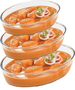 PKMSHO Oval Borosilicate Glass Baking Dish Tray Bowl Set of 3( 1.5L /2.0L /3.0L ) Baking Dish