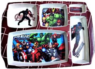 shree murti Melamine Kids Plate Rectangular 5 Section Food Serving (Avengers) Sectioned Plate