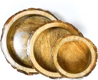 HANDYYTWWISST Wooden Serving Tray Set of 3 for Dining Table Hotel, Restaurent, Home & Kitchen Tray