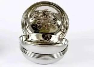 vasundhra Stainless steel halwa plate 6 Half Plate