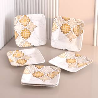 Castleite Bliss Paradise Palms Melamin Side Plates Set for Serving Snacks, 7 Inches Quarter Plate