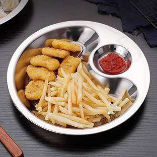 CUZWAVE STAINLESS STEEL DUMPLING DRAIN SNACK TRAY Chip & Dip Tray