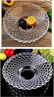 Sarsawal Glass Plate Dining Table Beautiful Crystal Decoration Serving Dry Fruits Bowl Tray