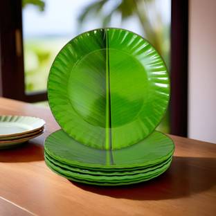 Inpro Upgrade Your Kitchen with our 6-Piece Melamine Round Plate- Perfect for Snacks Half Plate