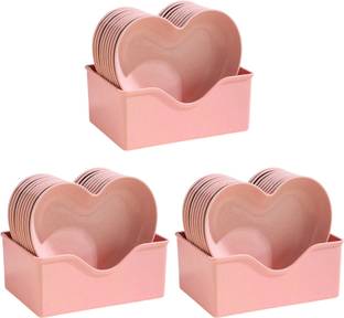 YELONA Heart Shape Dessert|Appetizer|Salad|Snack Plastic Plates - Party, Serving,Dinner Quarter Plate