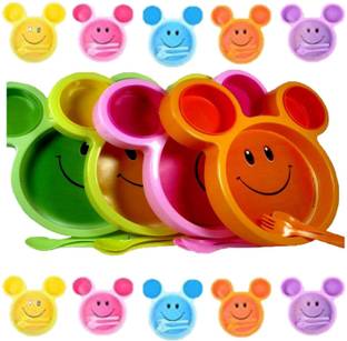 ShubhKraft Unbreakable Children's Mickey Shaped Serving Food Plate, Mickey Mouse Bowl, Fruit Plate, Baby Cartoon Pie Plate, Children Tableware, Birthday Return Gifts for Girls / Boys - Pack of 15 Dinner Plate