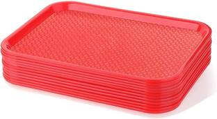 STARNEW Plastic Red Serving Trays Rectangular Serving Platter/Unbreakable Large Tray Tray