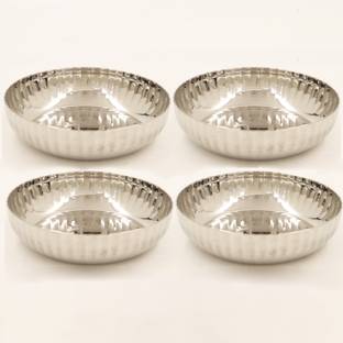 Spillbox Stainless Steel Hammered Bowl| Dessert Plate |Snack Plate-Ribbed Side dish Plate Quarter Plate