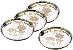 FinoFox Classy & Designer Stainless Steel Thali / Khumcha / Dinner Plate