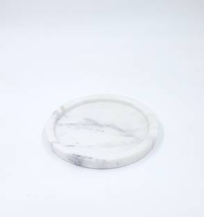 KRAFT CLOUDS 6 Inch White Marble Plate for Durga Pooja, Temple, Home Office Decor - Small Half Plate