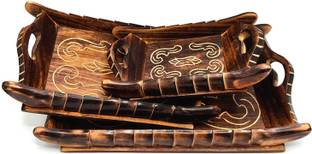 Doon Furniture House Wooden Serving Tray Set- Wooden Trays for Kitchen/Table & Home Tray