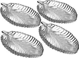 VVSS Durable Leaf Shape Tray Glass Plate for Dry Fruits/Snacks/Fruits Chutney Plate Baking Dish