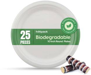 Hotpack 25 Pieces Biodegradable 10 Inch Round Plate Dinner Plate