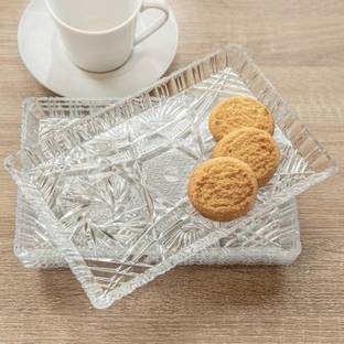 मल्टीज़ोन Multipurpose Unbreakable Diamond Glass Serving Tray for Kitchen Glass डिनर प्लेट