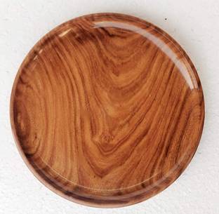 MK Shoppee Wooden Handmade Serving Plate for Dining Table Serving Snack Platter 10 inch Tray