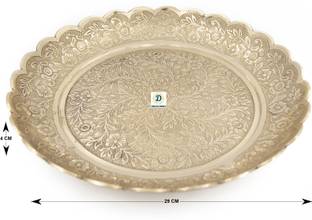 DECKORISH Brass Golden Heavy weighted Fancy Plate 29 cm Dinner Plate