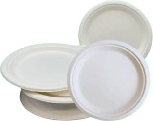 Chikal EcoFriendly Hygienic Disposable Round Shape Dinner Half Half Plate