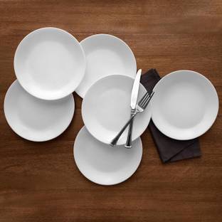 Crocera Dessert Plate Set Of 6 Pcs,(Super White, 7.5 Inch), Quarter Plate