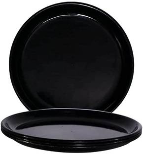 Kanha Black Plastic Plates,Daily Use, Best for Parties, Kid Friendly Diameter 28 cm Dinner Plate