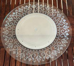 Easyroot Round Glass Lazy Susan Turntable for Dining Room Table -18 " Crown Tray