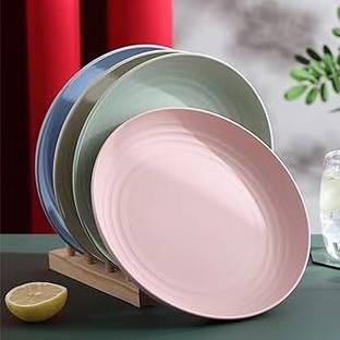 GKARUNA Wheat Straw Plates Set of 4,Perfect for Dinner Dishes-Toddler & Adult(7.8 Inche) Dinner Plate
