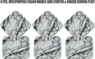 ZIDO Italian Marble Look Snacks/Starter Plate for serving all types of snacks 001 Quarter Plate