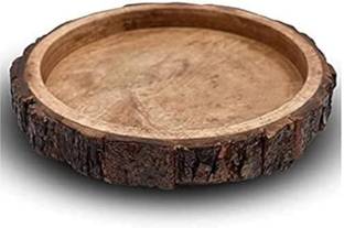 VDIX Wooden Beautiful Round Shape Wooden Serving Tray for Home and Kitchen 8 Inch Tray