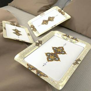 Castleite Valencia Beyla Melamine Serving Medley with Handles for Home or Cafe, Tray