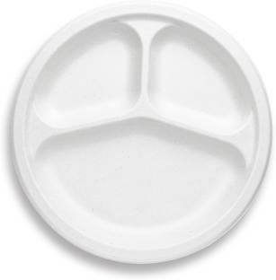 EZEE Disposable Bagasse with 3 Compartments 9 inch Dinner Plate