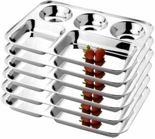 shapat enterprise Bhojan Thali with Rectangle Compartments Sectioned Plate