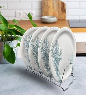 MELAVI RL Grace Series – Subtle Purple Grey Leaf Pattern Ceramic Tableware Half Plate Half Plate