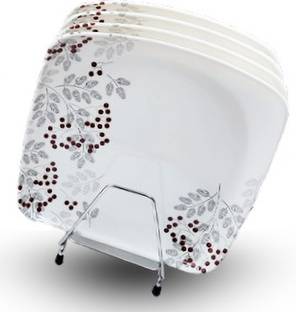 Perfectdine Unbreakable Melamine Dinner & Lunch Plate Square Shape Floral Printed 11" Full Dinner Plate