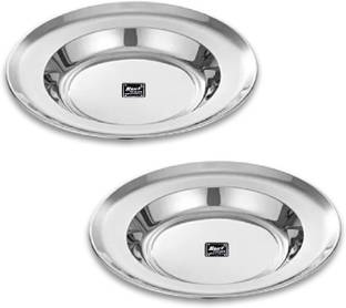 Next Future Heavy Gauge Stainless Steel Deep Soup/Breakfast/ Maggi/ Pasta/ Gravy Plate Large Dinner Plate