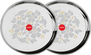 Snapple Stainless Steel Classic Designer Thali/Khumcha/Dinner Plate Heavy Guage 27cm Dinner Plate