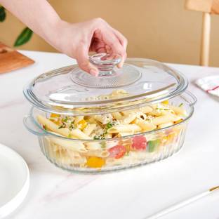 Nestasia Fluted Glass Casserole Dish With Lid Baking Dish