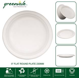 Greenvale 9" Flat Round Eco Friendly Compostable and Disposable Dinner Plate
