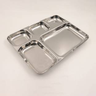 Spilbox Stainless Steel Rectangle Tiffen Plate |Breakfast Plate|5 in 1Plate| Dinner Plate
