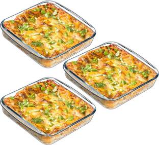 MDNSHO Borosilicate Glass serving bowl, Tray, Container Microwave Oven Safe 1100 ml Baking Dish