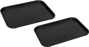 SMILERY Plastic serving Trays 18"Rectangular Plastic Trays for Kitchen (Black) Tray