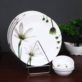 Golden Fish Pack of 4 Dinner Plates & 4 veg bowl Dinner Plate